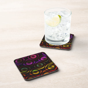 Posavasos Vidrio   Arte fractal arcoiris