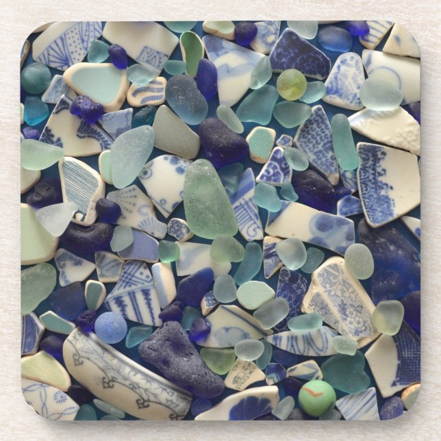 Posavasos Vidrio azul del mar, prácticos de costa de cristal (Frente)