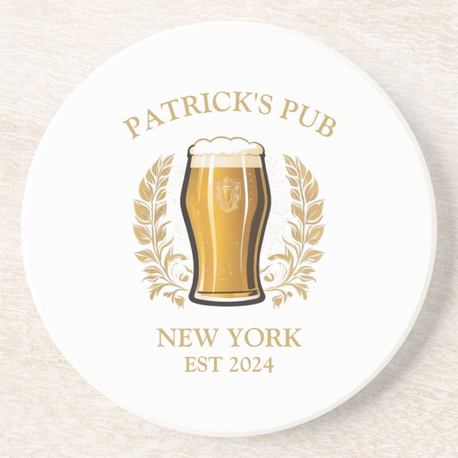 Posavasos Vidrio de cerveza Rótulo de pub personalizado con  (Frente)