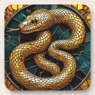Posavasos Vidrio emplomado de serpiente dorada