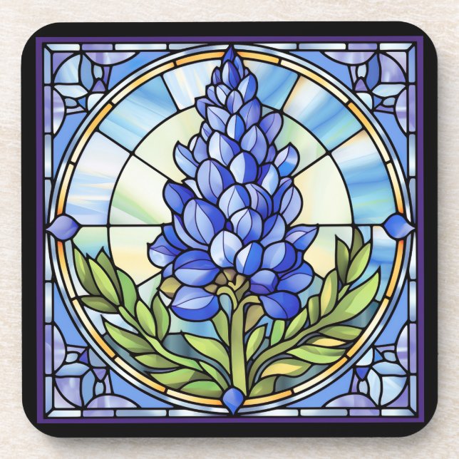 Posavasos Vidrio Manchado de Texas Bluebonnet (Frente)