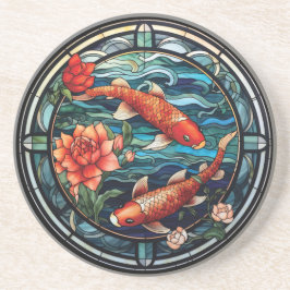 Posavasos Vidrio Manchado estilo asiático Koi Fish y Camelli