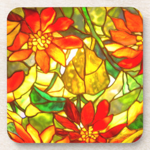 Posavasos Vidrio poinsettia flor vintado floral
