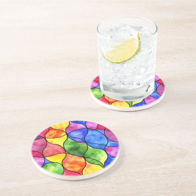 Posavasos Vidrio Rojizo Arcoíris Acuarela (Lado)