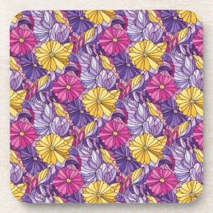 Posavasos Vidrio Teñido Abstracto Púrpura Amarillo Rosa