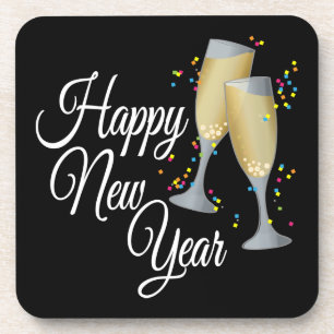 Posavasos Vidrios de la Feliz Año Nuevo I Champán