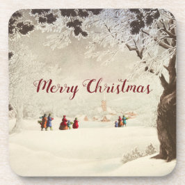 Posavasos Vieja escena de invierno de Navidades victorianos