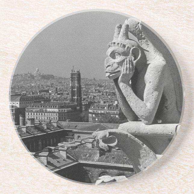 Posavasos Vieja Francia París Notre Dame Catedral pensadora (Frente)