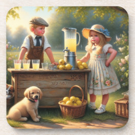 Posavasos Viejo estadio Lemonade Stand de verano anticuado