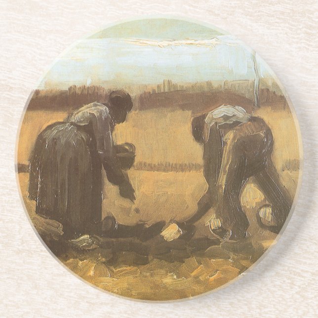 Posavasos Vincent van Gogh - Campesinos plantando papas (Frente)