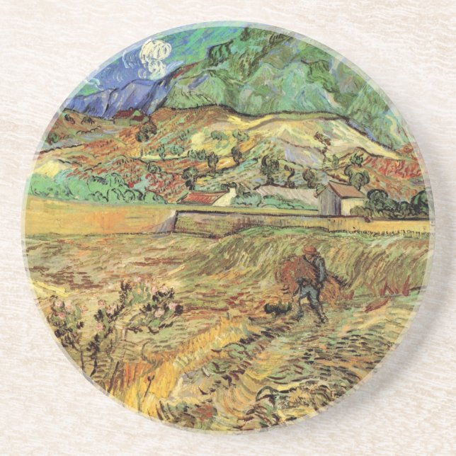 Posavasos Vincent van Gogh - Campo de trigo cerrado con camp (Frente)