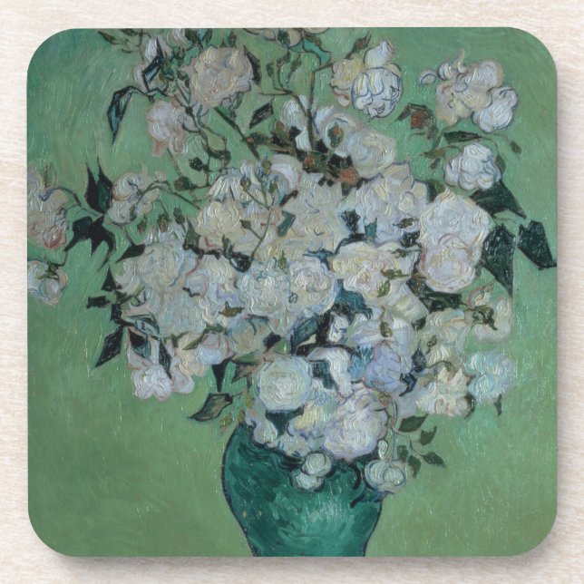 Posavasos Vincent van Gogh el | un florero de rosas, 1890 (Frente)