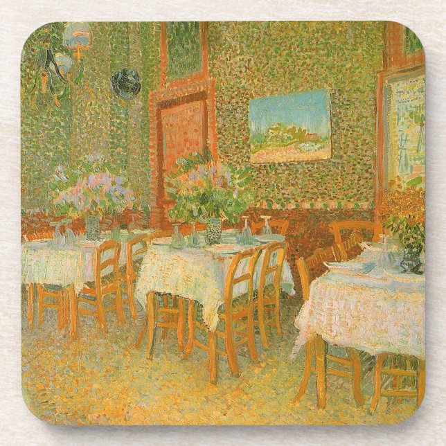 Posavasos Vincent van Gogh - Interior de un restaurante (Frente)