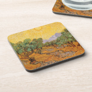 Posavasos Vincent van Gogh - Olivos, cielo amarillo y sol