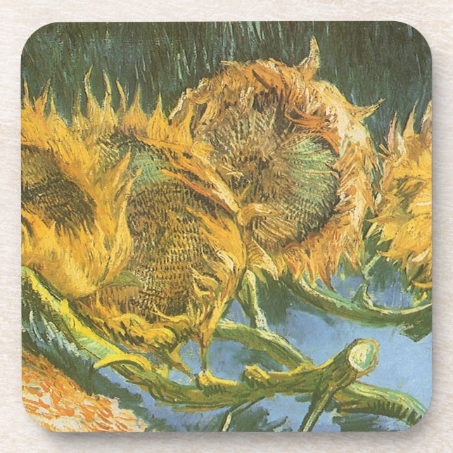 Posavasos Vincent van Gogh - Still Life: Cuatro girasoles co (Frente)