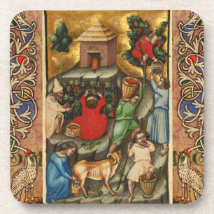 Posavasos VIÑEDO MEDIEVAL DE UVA COSECHA Antigua Vid