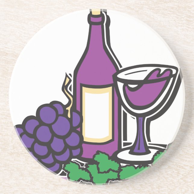 Posavasos Vino rojo y uvas moradas (Frente)