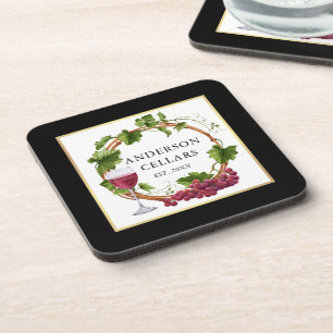 Posavasos Vinos de uva acuarela Bodega de oro negro