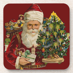 Posavasos Vintag Santa con regalos Set de Astras de Cork