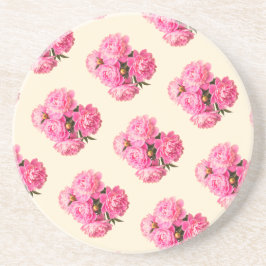Posavasos Vintage Acuarela Peonías Rosadas Floral Simple lin