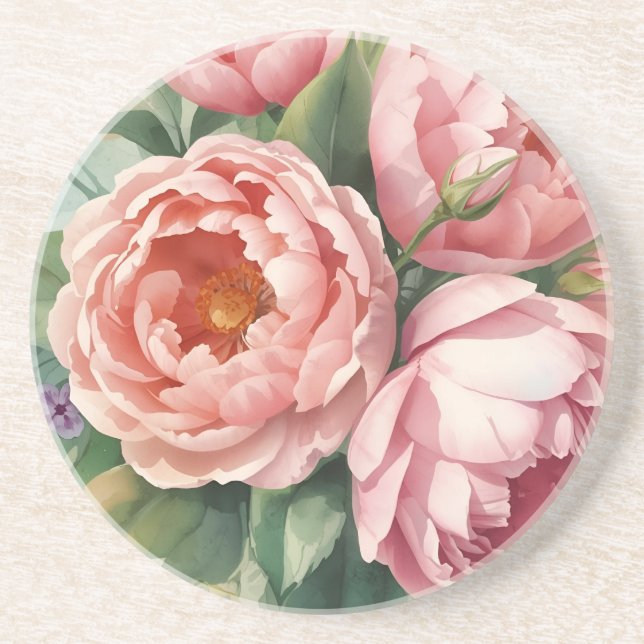 Posavasos Vintage Big Pink Flowers (Frente)