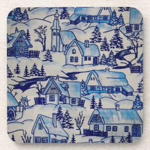 Posavasos Vintage Blue Navidades Holiday Village