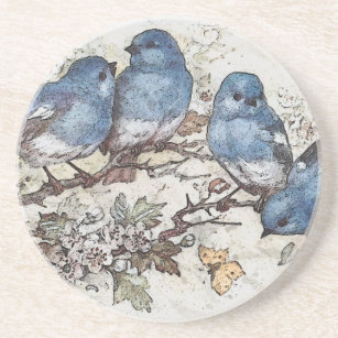 Posavasos Vintage bluebird ilustracion lindo pájaros natural