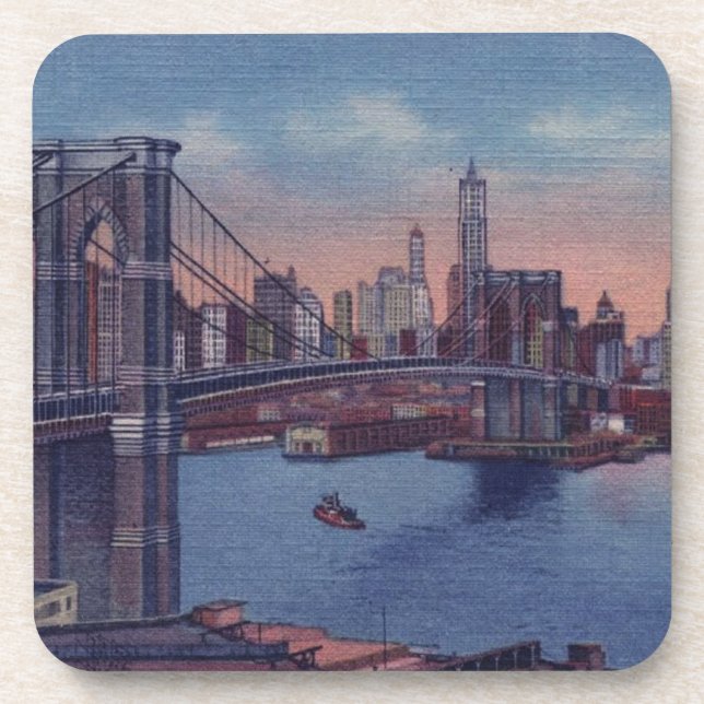 Posavasos Vintage Brooklyn Bridge (Frente)