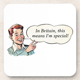 Posavasos Vintage Cheeky Boy con saludo de dos dedos