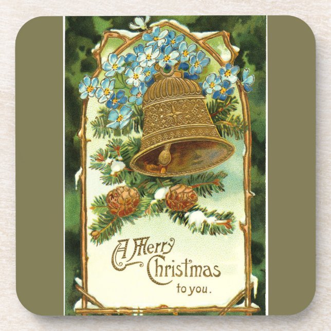 Posavasos Vintage Christmas Bell and Pinecones (Frente)