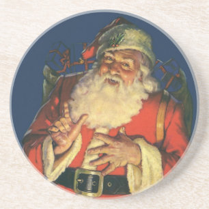 Posavasos Vintage Christmas, Jolly Santa Claus con juguetes