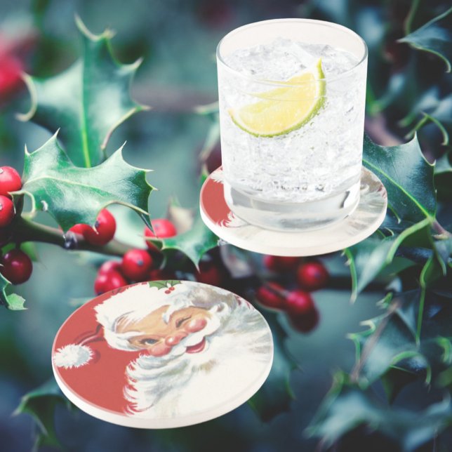 Posavasos Vintage Christmas, Jolly Winking Santa Claus (Subido por el creador)