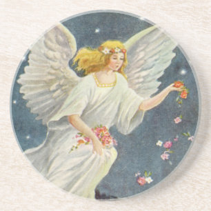 Posavasos Vintage Christmas Victorian Angel con estrellas Ro