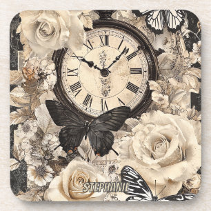 Posavasos Vintage Compass & Butterfly - Papel rústico (4)
