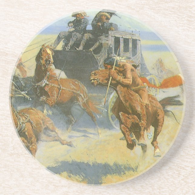 Posavasos Vintage Cowboy, dueña del líder nocturno, Remingto (Frente)