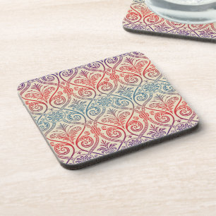 Posavasos Vintage Damask Wallpaper - rojo violeta azul
