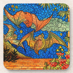 Posavasos Vintage de murciélago de fruta Vidrio de vidrio te
