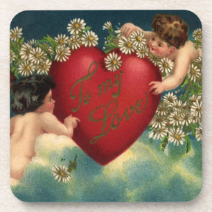 Posavasos Vintage Día de San Valentín Victorian Cherubs en e