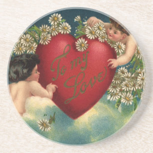 Posavasos Vintage Día de San Valentín Victorian Cherubs en e