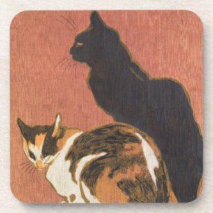 Posavasos Vintage Dos Gatos Pintando Steinlen