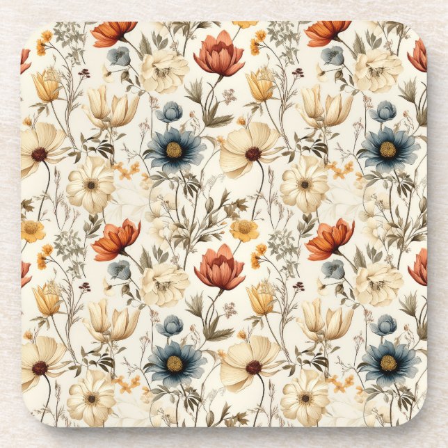 Posavasos Vintage Dried Wildflower Navy Terracotta (Frente)
