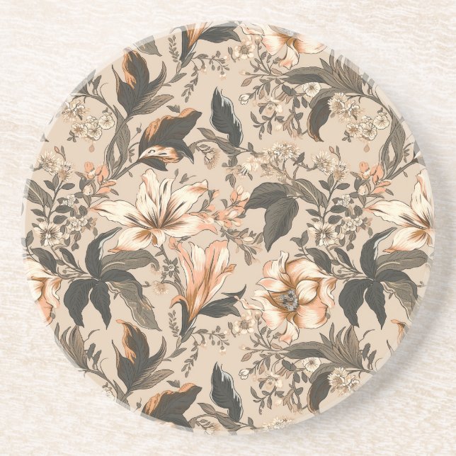Posavasos Vintage Floral Pattern Sandstone Coaster (Frente)