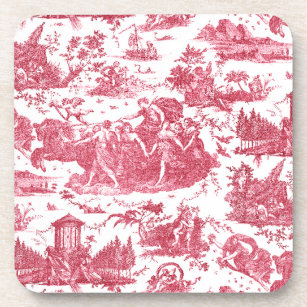 Posavasos Vintage French Chariot of Dawn Toile de Jouy-Red