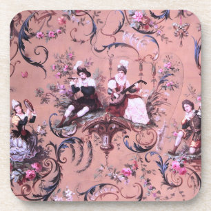 Posavasos Vintage French Pink Toile Estilo Victoriano Floral