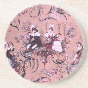 Posavasos Vintage French Pink Toile Estilo Victoriano Floral