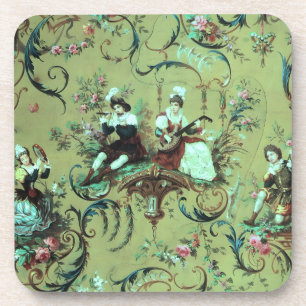 Posavasos Vintage French Sage Green Toile Victorian Floral