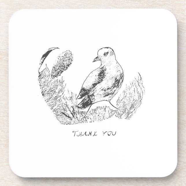 Posavasos Vintage Garden Bird - Floral Monocroma Gracias (Frente)