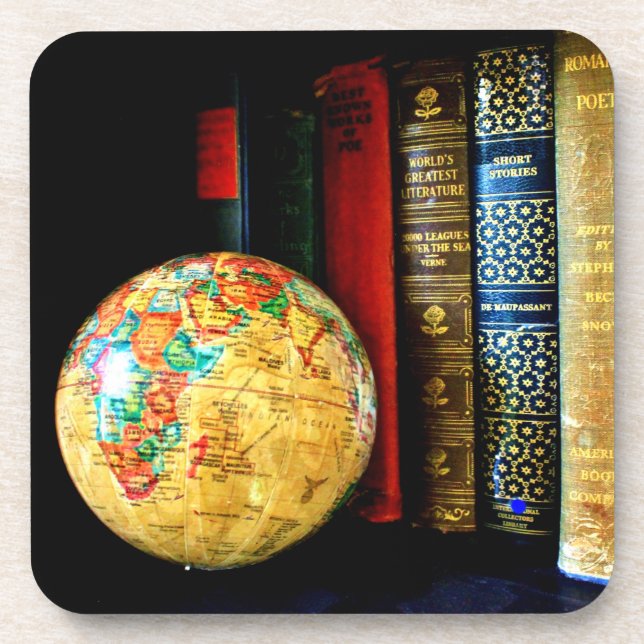 Posavasos Vintage Globe and Books (Frente)
