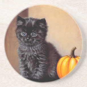 Posavasos Vintage Halloween Black Kitten Ilustracion