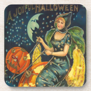 Posavasos Vintage Halloween Witch Poster